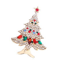 Broche ideal para regalar, broche de árbol de Navidad para ocasiones festivas con diseño vintage, accesorios de traje con cristales multicolores,