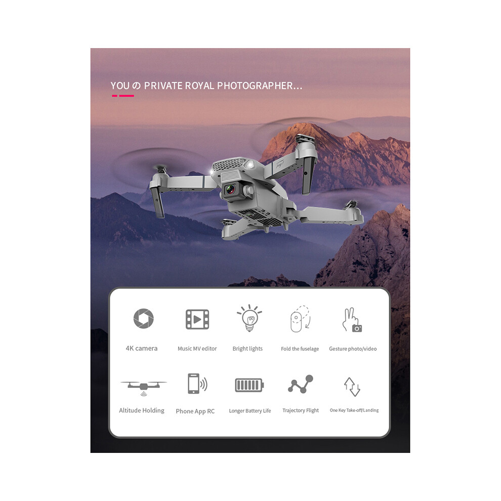 Dron E88 Pro 4K HD con cámara dual, posicionamiento visual, WiFi, FPV ...