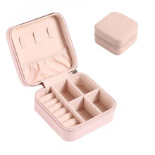 Stilvolles Schmuckreiseetui für Damen, tragbar und robust, mit Kettenhaken und elastischer Tasche, multifunktionale Aufbewahrung in elegantem Rosa
