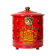 Metal Burn Barrel Stainless Steel Incinerator Bin with Lid for Garden Waste and Backyard Cleanup Red 53CM