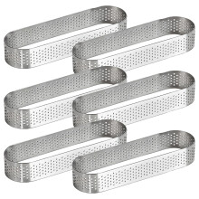 6 PCS 5 Inch Oval 304 Stainless Steel Tart Rings, Perforated Pastry Molds for Precision Baking