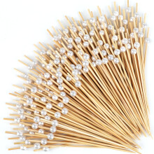 2000pcs 4.7 Inch Bamboo Cocktail Picks with Elegant Pearl Tip for Appetizers and Party Drinks