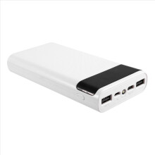 Caixa para Power Bank com Bateria 18650, 5V 2.1A, Display LCD, 20000mAh, Placa para Montagem de Powerbank DIY com 6 Baterias 18650 (Branca)