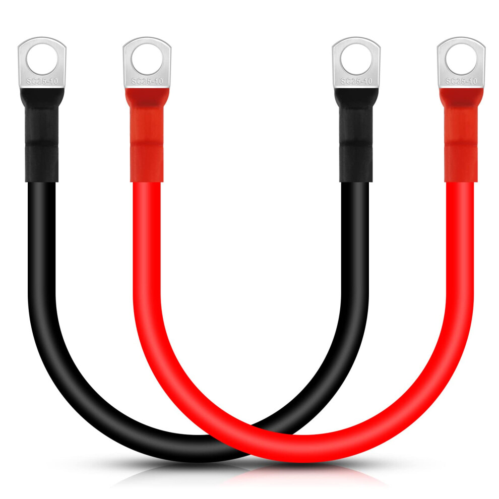 Battery Inverter Cable, 2Awg/35Mm 50Cm 12V With M8 Ring Terminals For Truck, Rv Red/Black 9001264073992