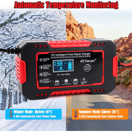 12V Smart Automatic Car Battery Charger with Temperature Compensation 2
