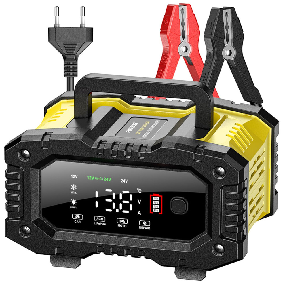 10A Car Battery Charger 12V/24V Fully Automatic Lifepo4 Charger Pulse Charge 1.5/5/10A 3240Ah For Cars 9001264073909