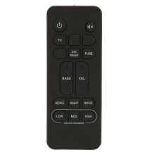 Controle remoto de substituição para soundbar compatível com tecnologia infravermelha Philips. Fabricado em plástico ABS. Botões fáceis de usar