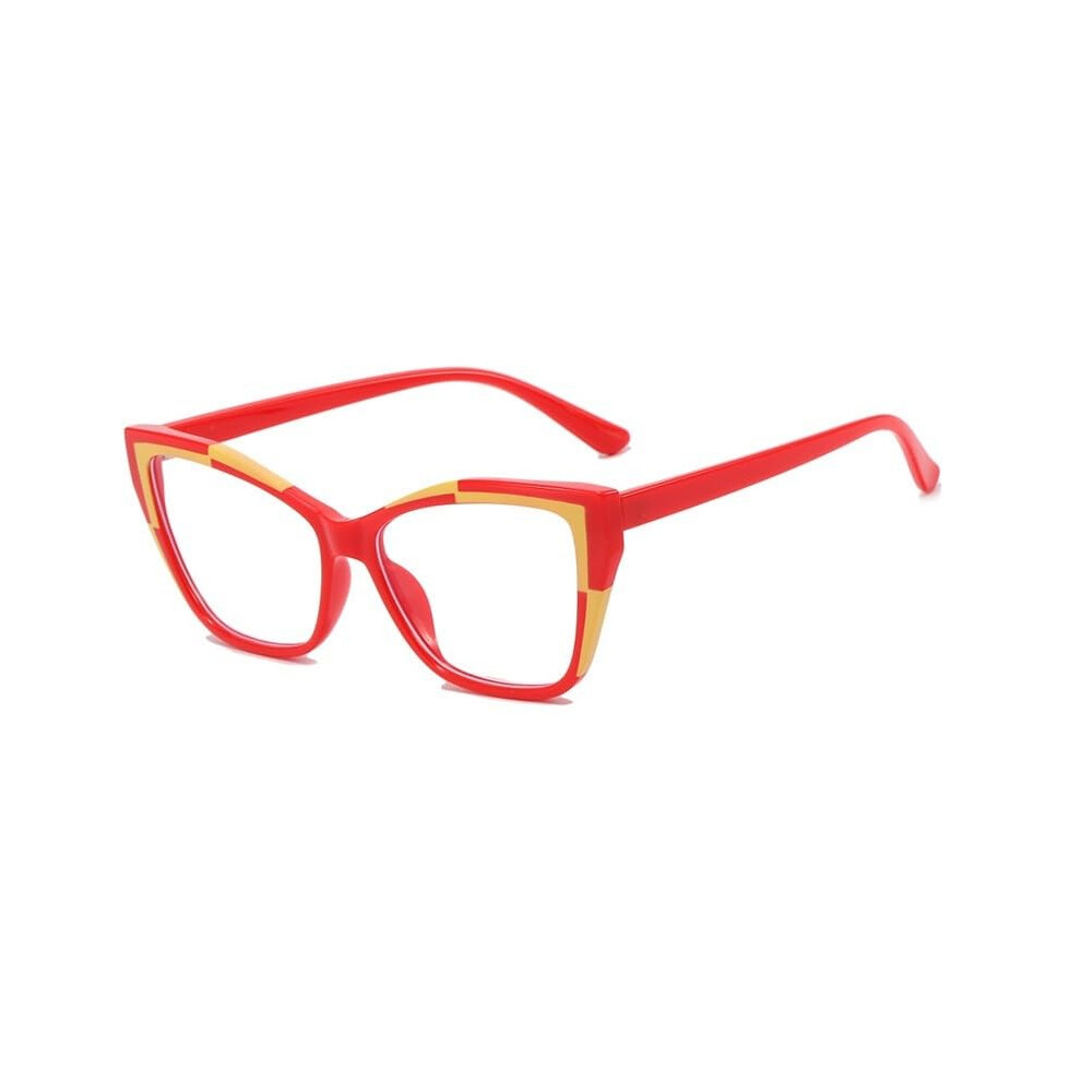 Blue/Light Stylish Antiglare Reading Glasses, Cute Blocking Computer Readers, Flat Mirror For Women (Color: Red, Size: 0.00)