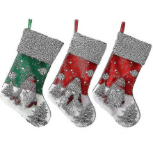 Christmas Decoration Supplies Faceless Doll Socks Gift Bags Christmas Tree Gnome Hanging Gift Bags (3pcs, Red + Green)