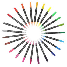24pcs Dual Tip Colored Brush Pens Washable Markers Coloring Art Supplies Kit for Kids