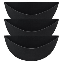 3 plant pot erts, semicircular, felt, black, 30.5–40.6 cm, for hanging baskets