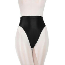 (L, Black) Women High Waist Satin Knickers Briefs Comfy Underwear Panties