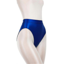 (L, Blue) Women High Waist Satin Knickers Briefs Comfy Underwear Panties