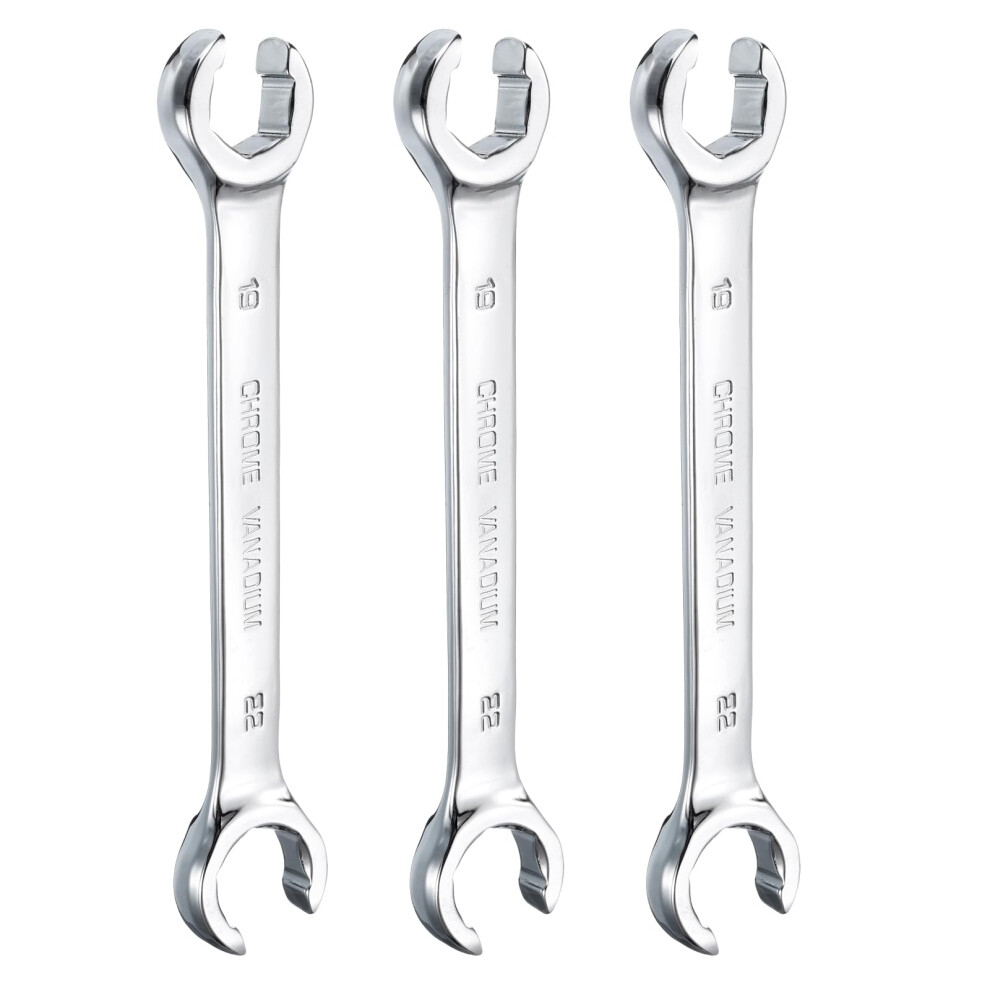 Metric Wrench, 19 Mm X 22 Mm, Crv, Highgloss Polished, Chromeplated, Metric Wrench For Diy, Car Repairs And Household Maintenance, 3 Pieces 9001264075859