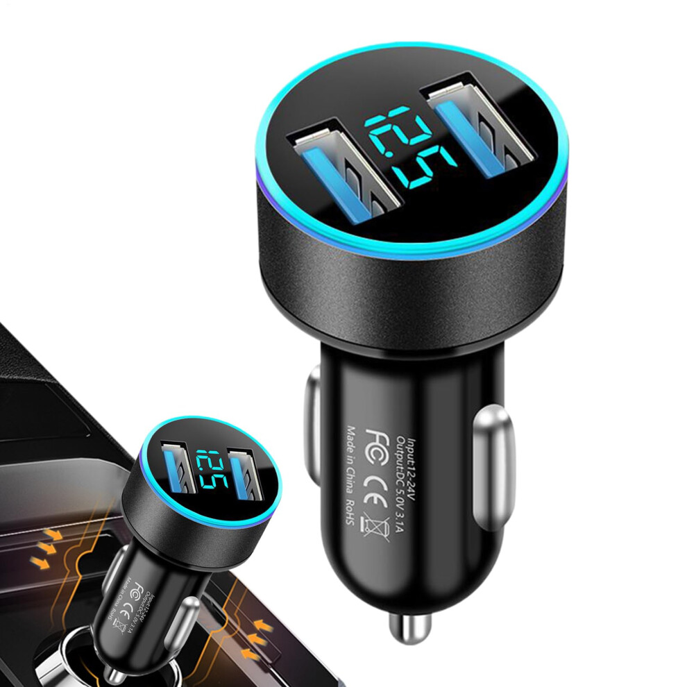 Car Charger Usb C Dual Port Fast Charging Adapter With Digital Display And Overheat Protection 9001264075361