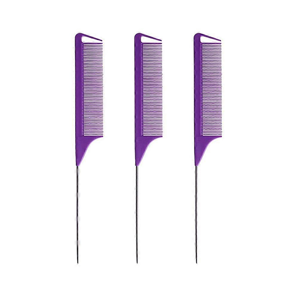 Kikidex (As Show, Style267) Comb For Braids Rat Tail Hair Comb Steel Pin Carbon Fiber Teasing Combs With Stainless Steel Pintail