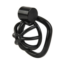 Male Chastity Device Lockable Breathable Resin Cock Cage with 5 Rings Adjustable Fit Black