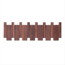 Wandgemonteerde kledinghanger, massief houten kledinghaak, deurrek, woondecoratie, walnoot, 6 haken