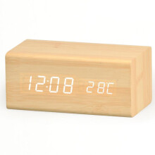 Digitaler Wecker mit deutlichen LED Ziffern und Temperaturangabe Champagne