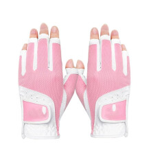 Golf gloves for women, open fingers, soft leather, breathable, comfortable for long nails, Pink (20) Ref: 7888