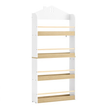 SoBuy Kids 4-Tier Wall Bookshelf Toy Storage Unit White 60x15x130.5cm