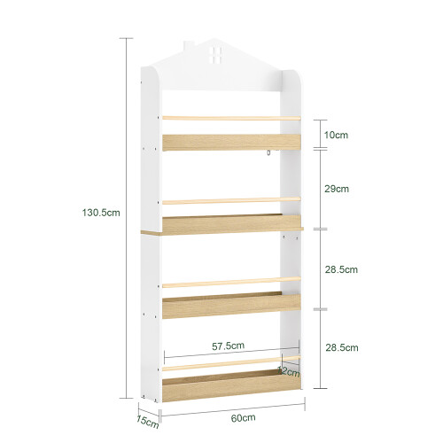 Bibliotecă copii SoBuy alb 60x15x130,5 cm 2