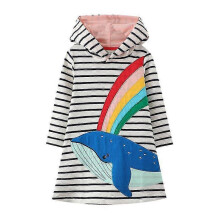 (5T(110-120CM)) Toddler Bohemian Dresses Casual Beach Party Dress Hooded Hoodies