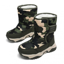 (35, Camouflage Green) Winter Boys Girls Velvets Snow Boots Slip Resistant Cold Weather Shoes for Winter Outdoor