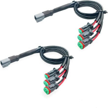 Adaptadores de enchufe hembra DT DTM de 2 cables, 3 en 1, con salidas duales alemanas para luces antiniebla LED