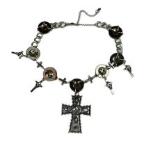 Collana girocollo vintage gotica punk per feste serali, decorazione per gioielli, rossa, compatibile con collana con ciondolo in strass, bom