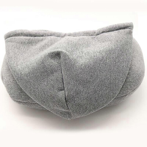 Grey Portable U Shaped Neck Pillow with Drawstring Hood - Grey Tw 1