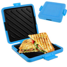 Microwave Sandwich Maker with Adjustable Silicone Straps, Nonstick Dishwasher Safe Toastie Maker Blue