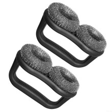 Robust grill cleaning brush set, stainless steel grill cleaner for indoors and outdoors, 2 pieces, black, 20 cm x 10 cm