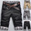 (L, Black) Men Plaid Patchwork Pockets Buttons Fifth Pants Loose Beach Shorts Tw 2