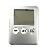 (silver) 5 Colors Thin LCD Digital Screen Kitchen Timer Square Cooking Count Up Countdown Alarm Magnet Clock 25-26