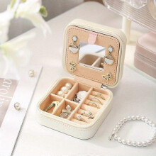 Portable Travel Jewelry Box with Mirror, Lightweight Dustproof Storage Case for Necklace Rings Earrings, Ideal Christmas Halloween Gift