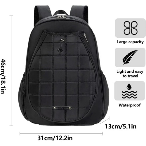 Tennis Backpack for , Women's Tennis Backpack, Racket with Adjustable Straps, Black 2