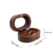 Walnut Jewelry Box for Rings Necklaces and Earrings, Wooden Oval Storage Box for Engagement Props, Elegant Jewelry Organizer