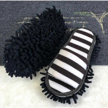 (35-38, Black) Mop Slippers Lazy Floor Foot Socks Shoes Quick Polishing Cleaning Dust Slippers GuanGuan