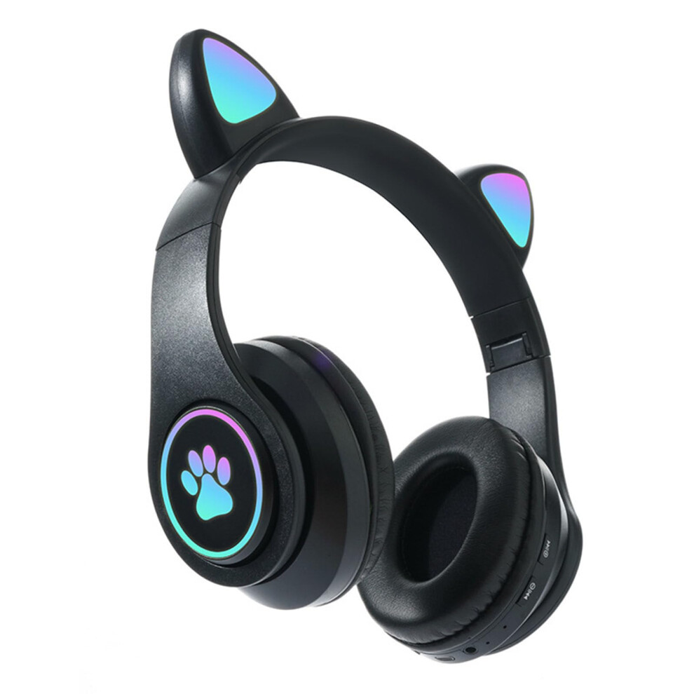 Wireless Overear Headphones With Microphone Tf Card Mode Foldable Bluetooth Cat Ear Headphones Black 9001264078577