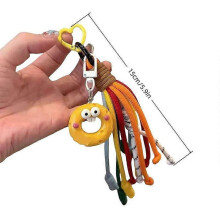 Cute Rainbow Color Sausage Mouth Keychain, Colorful Bag Charm, Couples School Backpack Pendant, Unique Dual Tone Key Ring