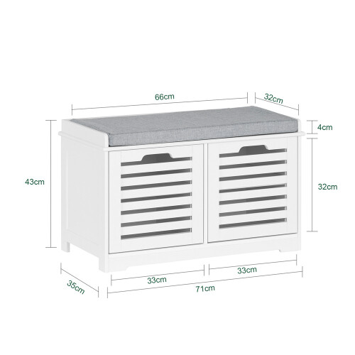 SoBuy Ντουλάπι Παπουτσιών με Κάθισμα, Λευκό 71x35x43cm 2
