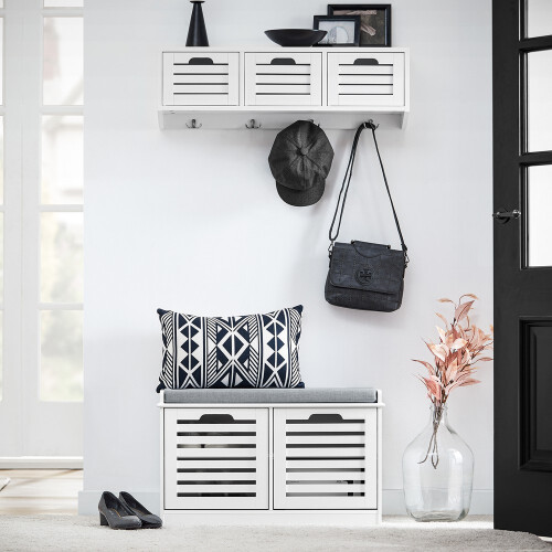 SoBuy Ντουλάπι Παπουτσιών με Κάθισμα, Λευκό 71x35x43cm 1