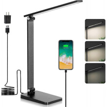 Led Desk Lamp, Desk Lamp with Usb Charging Port, Desk Lamp for Home Office, Dimmable Desk Light with 5 Color Modes, Eye-caring Office Lamp with Timmer