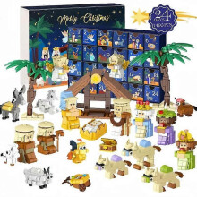 (A) 24Day Nativity Scene Advent Calendar Daily Reveal Jesus Christmas Display Set Christian Themed Countdown Kid Surprise Gift