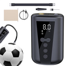 Electric Ball Pump Portable With Digital LCD Display, LED Light, Rechargeable Soccer Inflator, 2 Needles, Storage Bag