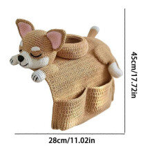 Sofa Armrest Organizer Adorable Crochet Dog Home Decor Couch Remote Control Holder for Drink Cup Phone Snack Glasses