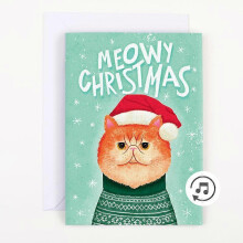2026 New Endless Meowy Christmas Music Card with Glitter Festival Specific Greeting Card Gifts for Children Adults Cat Lovers