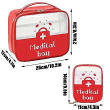 (small) Transparent First Aid Bag | PU-Protected Travel Emergency Kit for Home & On-the-Go | Portable Medicine Organizer with Handle - Unisex Design