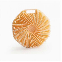 (Orange) Bath Brcomh Soft Silicone Body Scrubber With Ergonomic Handle Portable Shower Massage Cleaning Exfoliating Home Tool